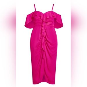 City Chic Va Va Voom Dress "Shock Pink"